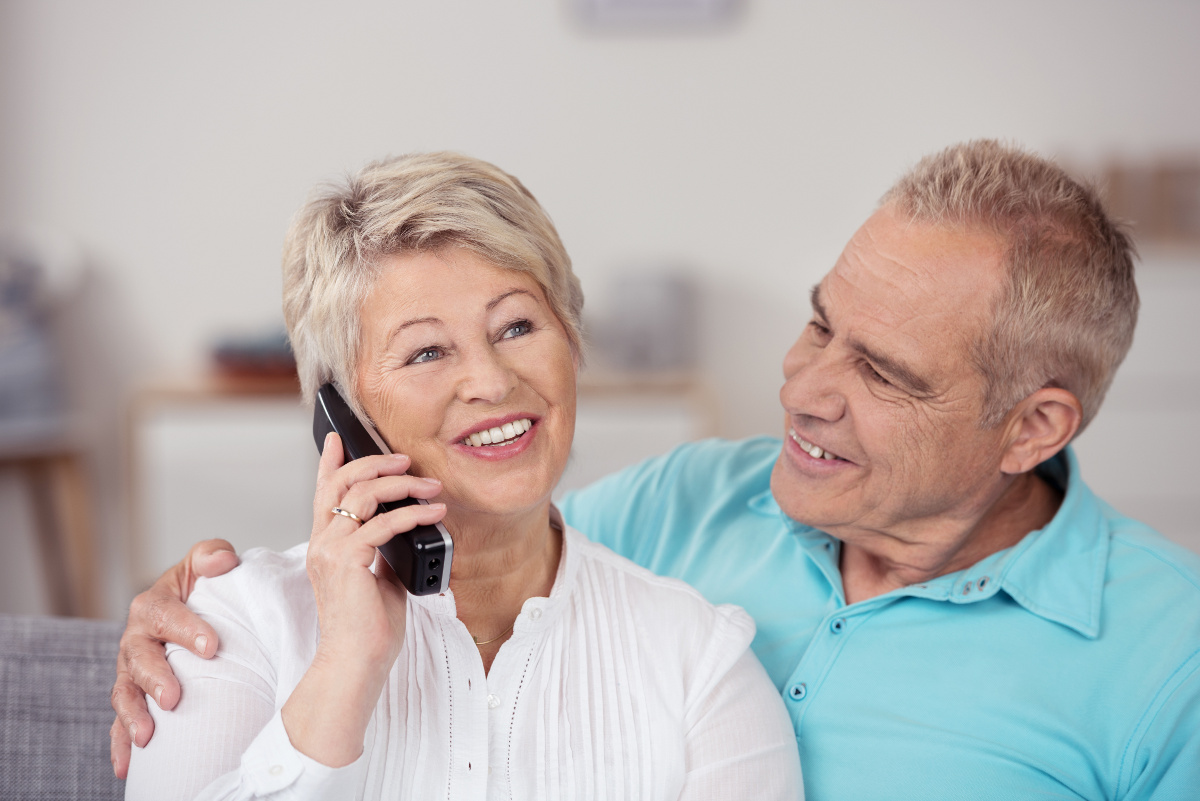 Smiling Senior Aged Woman on Phone Call